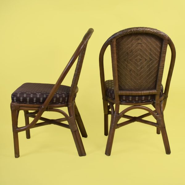 Set of 4 Rattan and Woven Rattan Chairs