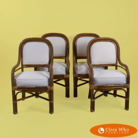 Set of 4 Twisted Rattan Arm Chairs