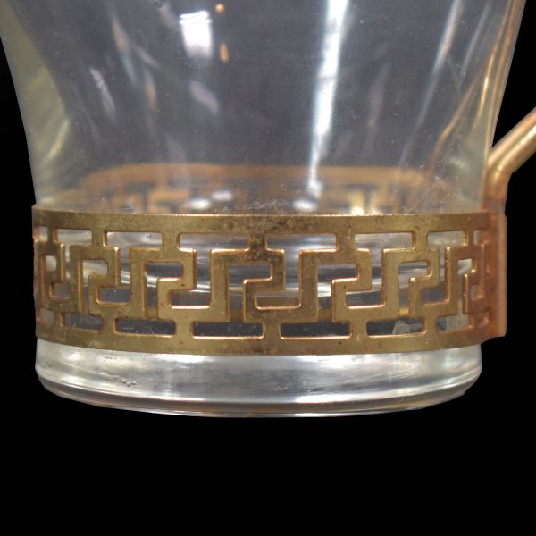 Set of 4 Vintage Greek Key Gold Lowball Glasses