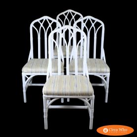 Set of 4 White Cathedral Chairs by Henry Link