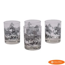 Set of 4 Zebra Whiskey Glasses