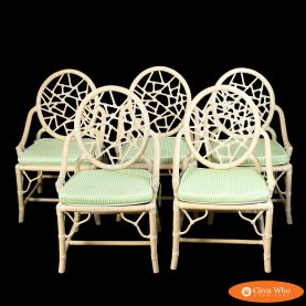 Set of 5 Ice Crackle Blonde Rattan Dining Chairs