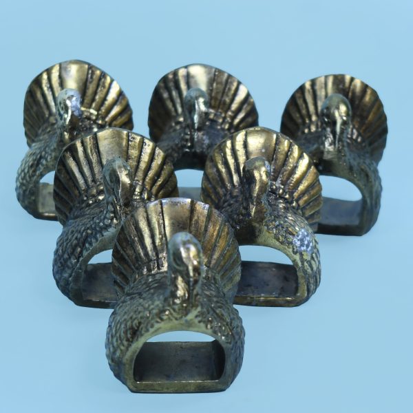 Set of 6 Brass Thanksgiving Napkins Holders