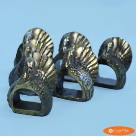Set of 6 Brass Thanksgiving Napkins Holders
