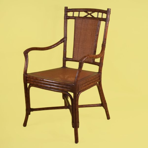 Set of 6 British Colonial Burnt Bamboo Dining Chairs