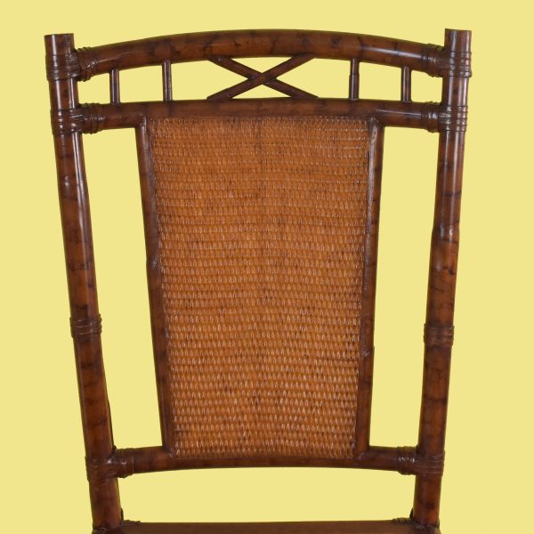 Set of 6 British Colonial Burnt Bamboo Dining Chairs