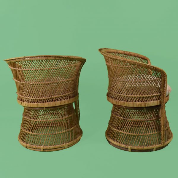 Set of 6 Buri Rattan Barrel Chairs