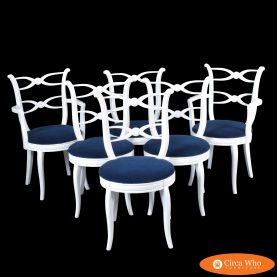 Set of 6 Dinning Chairs with Flower Medallions