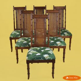 Set of 6 Faux Bamboo Cane Dining Chairs