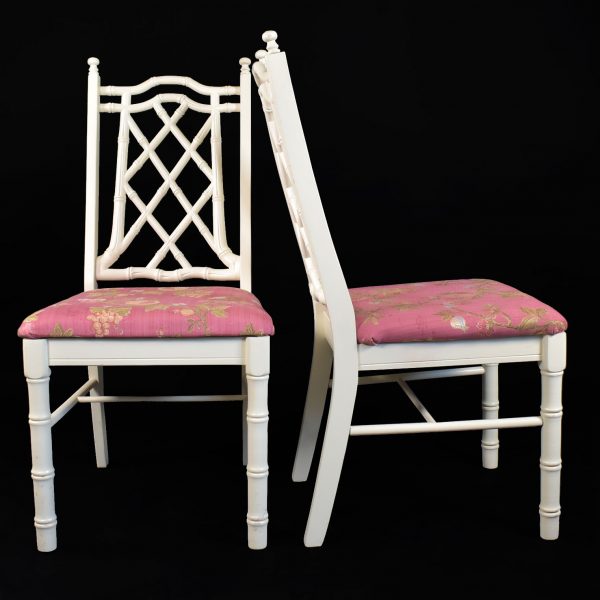 Set of 6 Faux Bamboo Cream Chairs