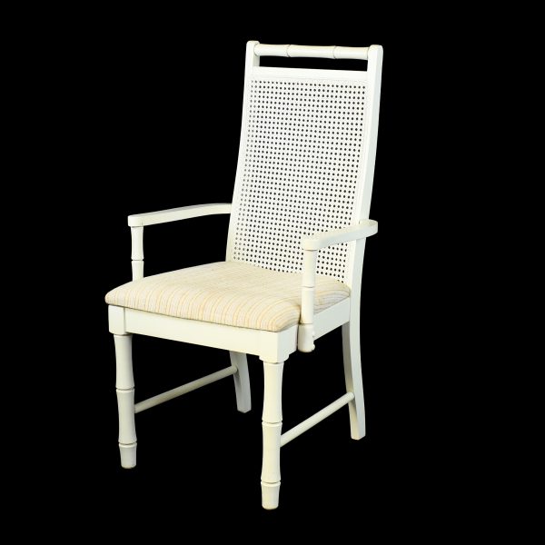 Set of 6 Faux Bamboo and Cane White Chairs - Image 2