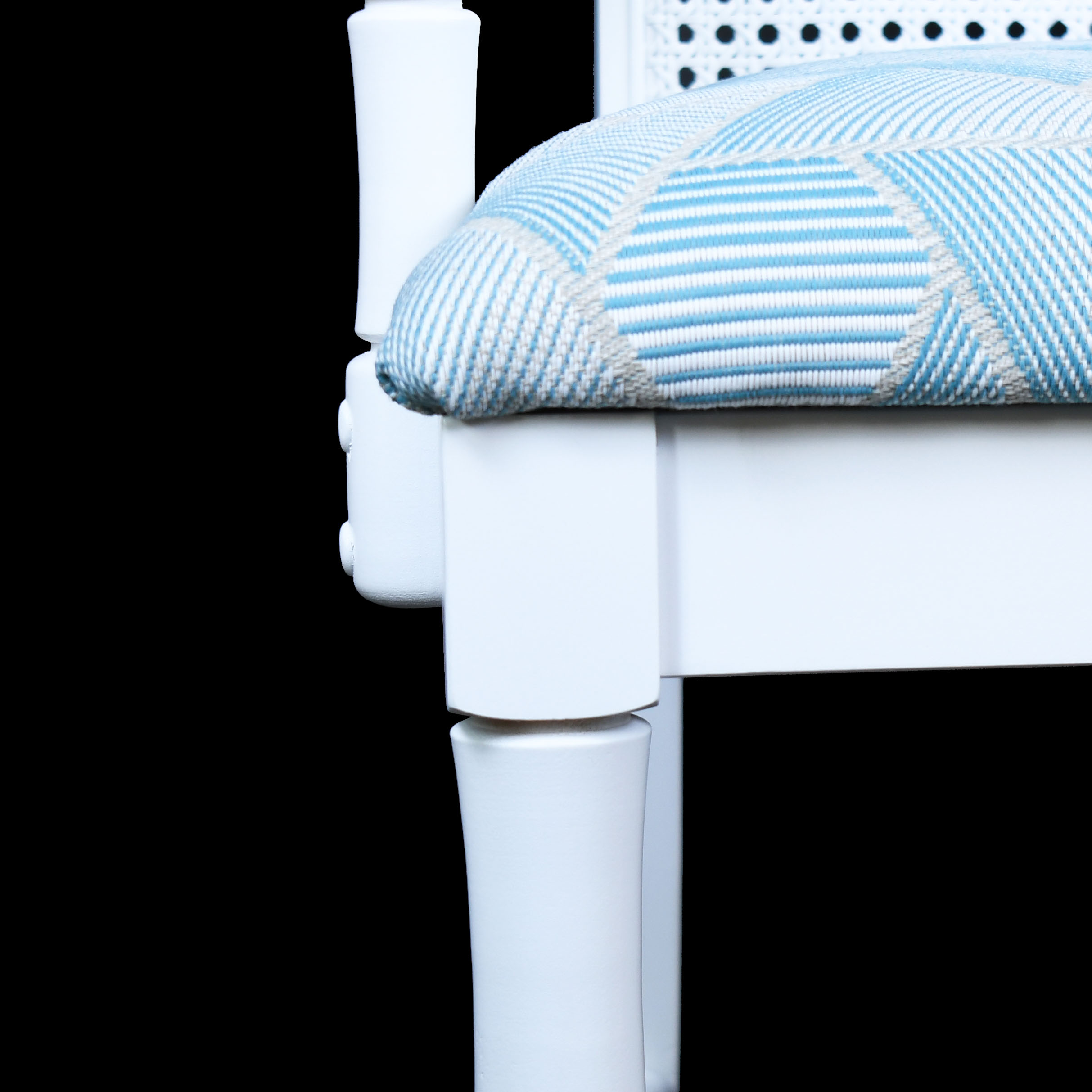 Set of 6 Faux Bamboo and Cane White Chairs