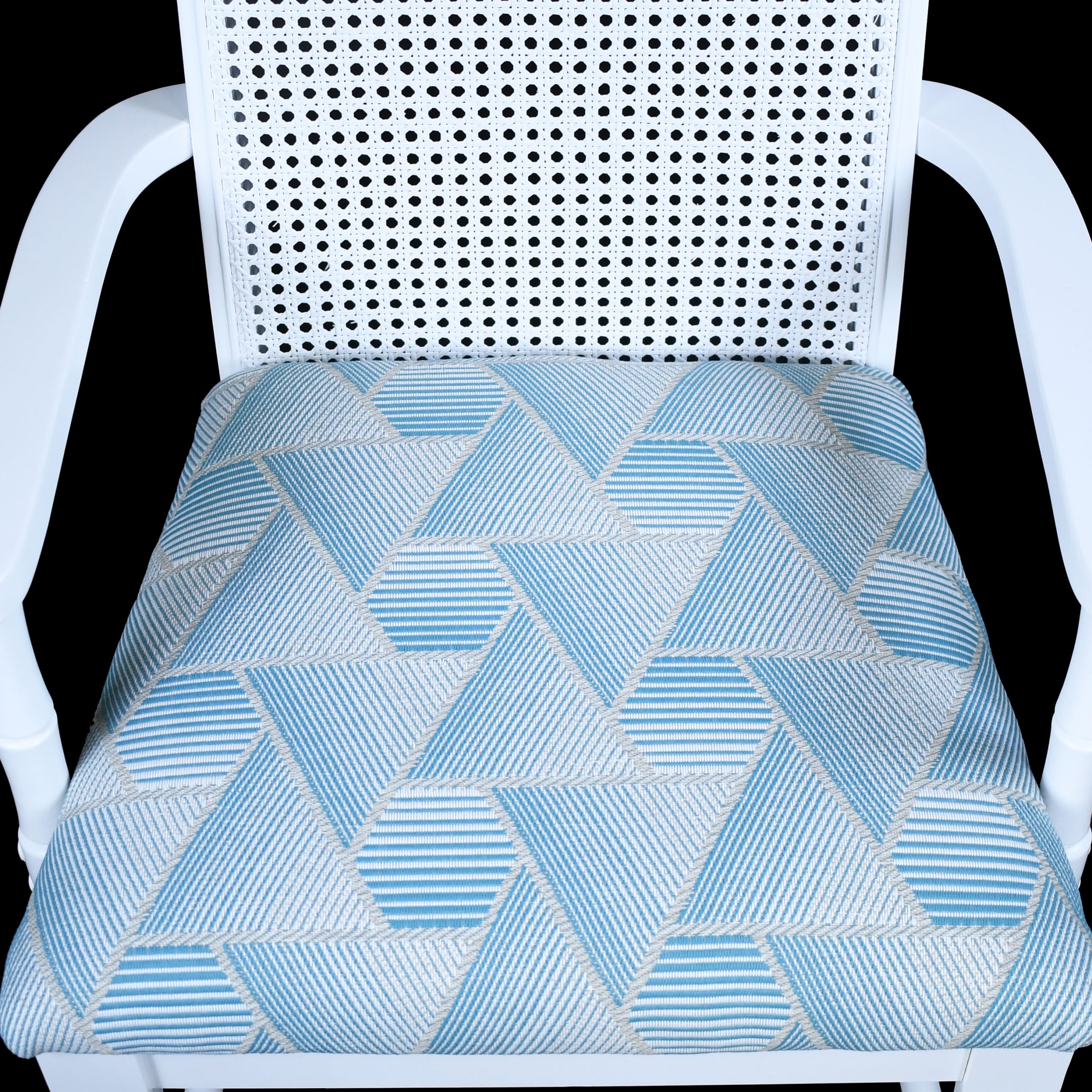 Set of 6 Faux Bamboo and Cane White Chairs