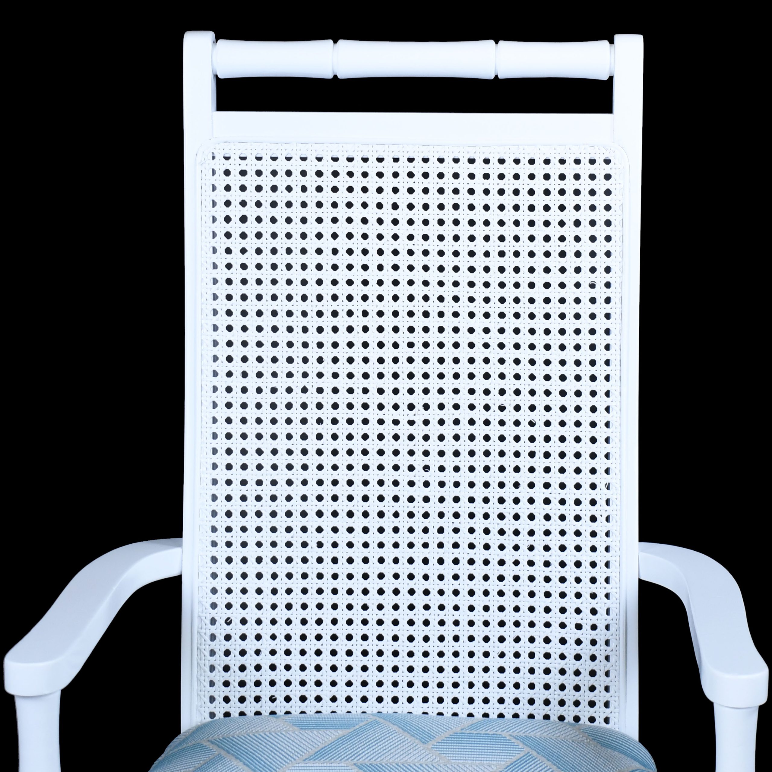 Set of 6 Faux Bamboo and Cane White Chairs