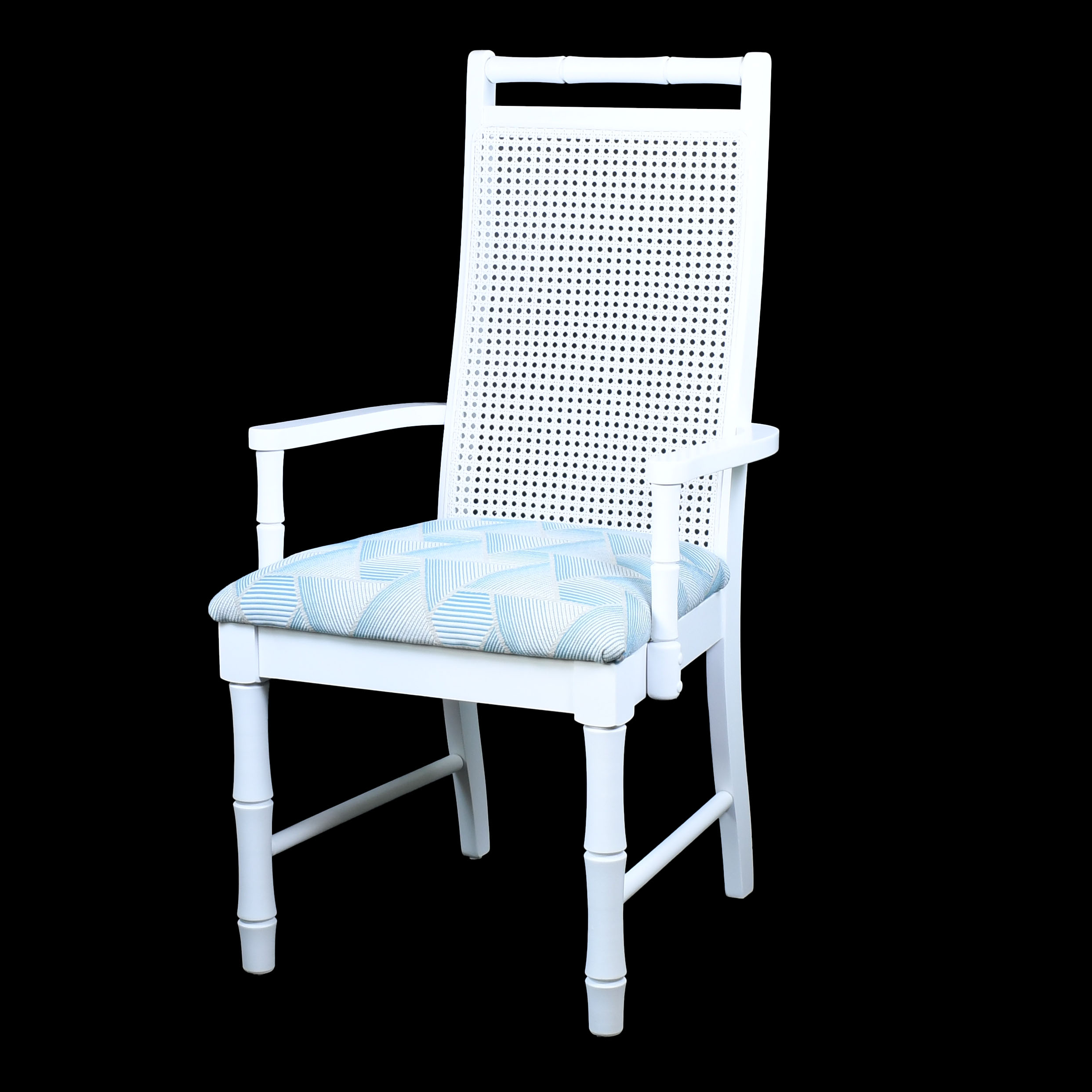 Set of 6 Faux Bamboo and Cane White Chairs