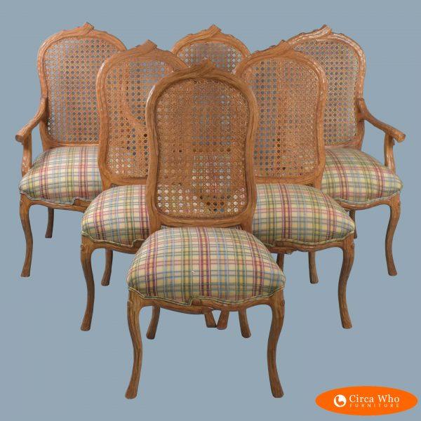 Set of 6 Faux Bois Cane Chairs