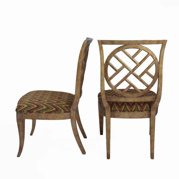 Set of 6 Faux Tortoise Fretwork Chairs