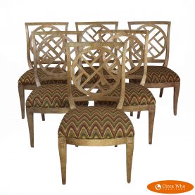 Set of 6 Faux Tortoise Fretwork Chairs