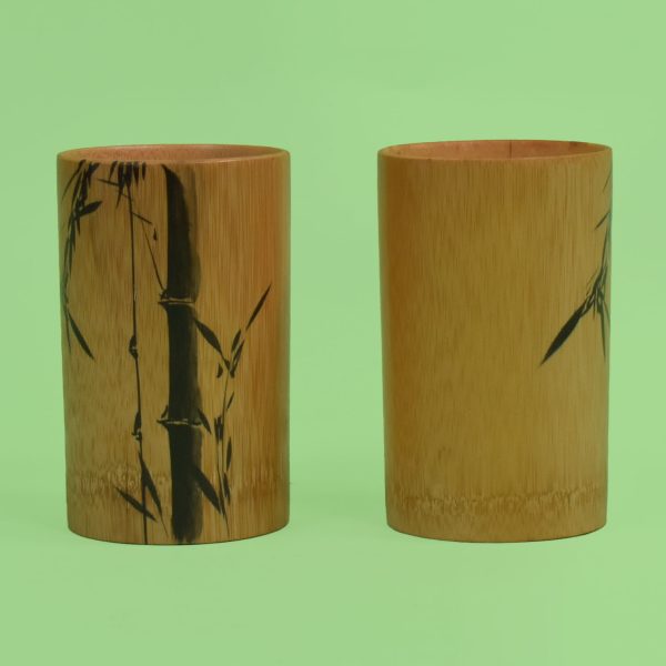 Set of 6 Hand-painted Bamboo Cups