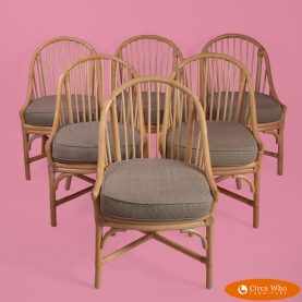 Set of 6 Henry Olko For Willow and Reed Dining Rattan Chairs