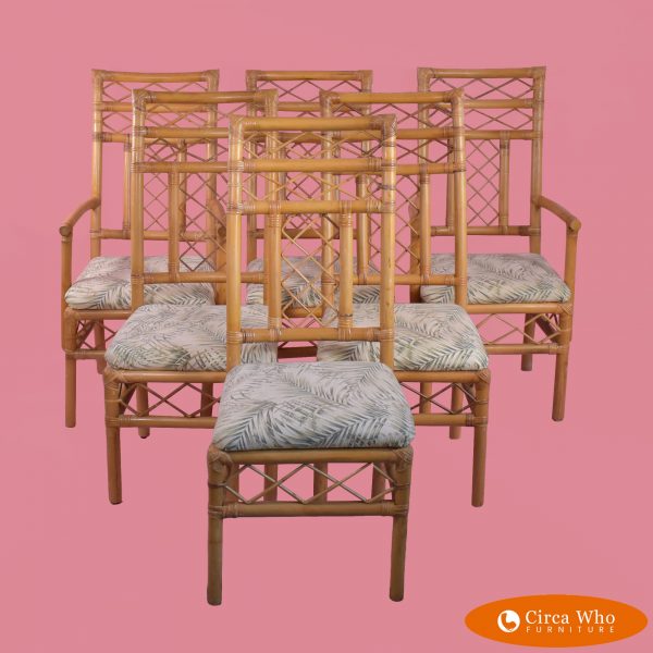 Set of 6 High-back Bamboo Chairs