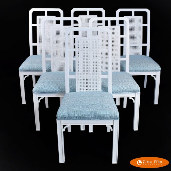 Set of 6 Hollywood Regency Fretwork Dining Chairs
