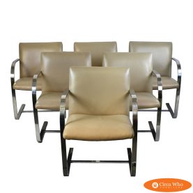 Set of 6 MCM Chrome Cantilever Dining Chairs