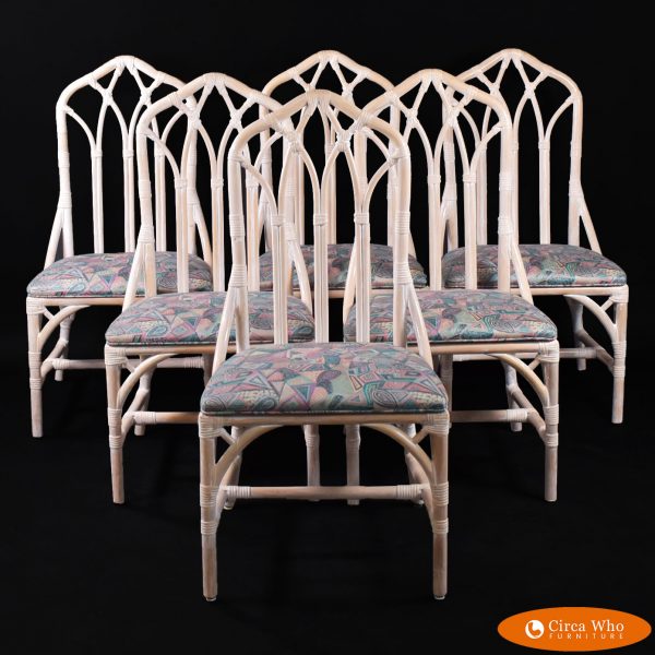 Set of 6 McGuire White Chairs
