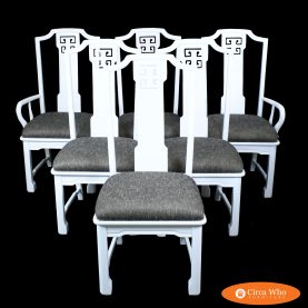 Set of 6 Ming Style White Dining Chairs