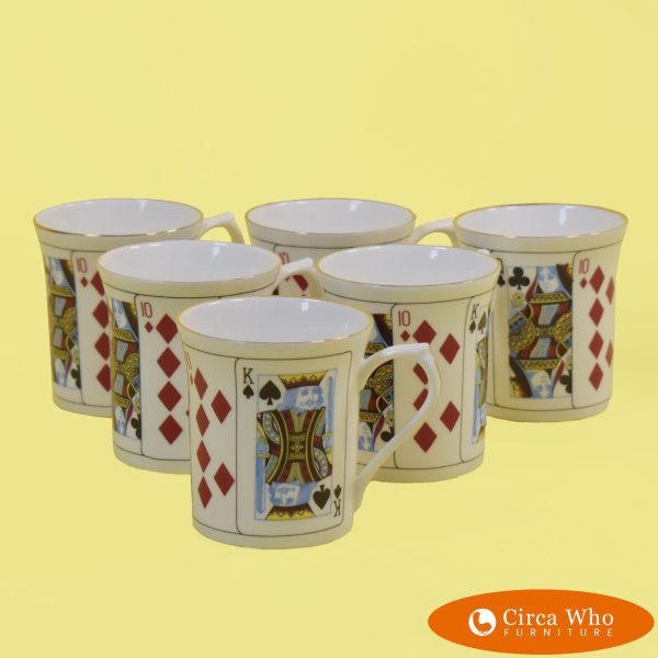 Set of 6 Queens Fune Bone China mugs with 22 k Gold Trim