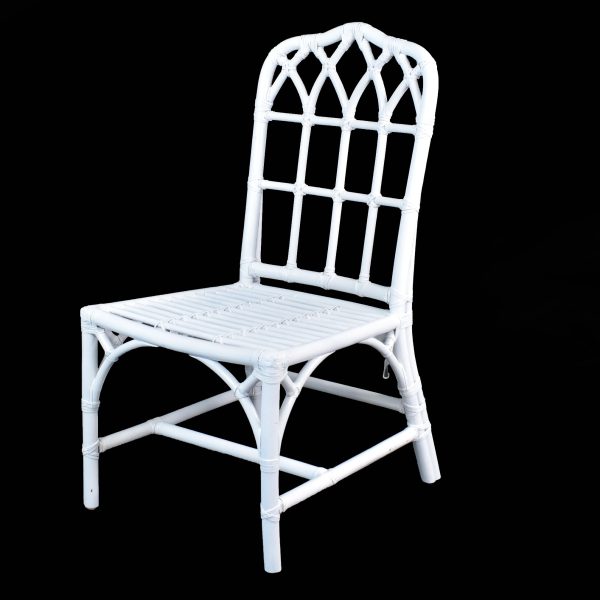 Set of 6 Rattan Cathedral White Dining Chairs