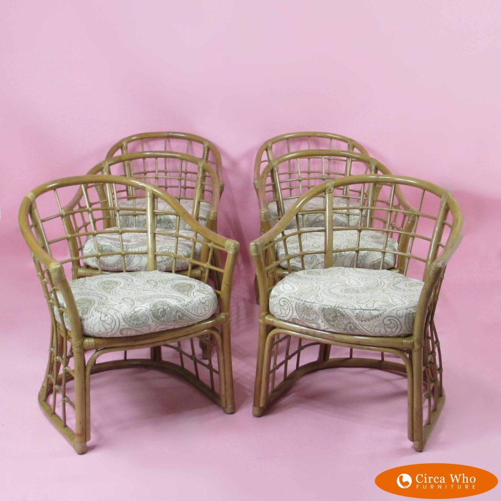 Set of 6 Rattan Dining Chairs Circa Who