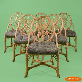 Set of 6 Rattan Sheild Back Chairs Un good vintage condition natural color