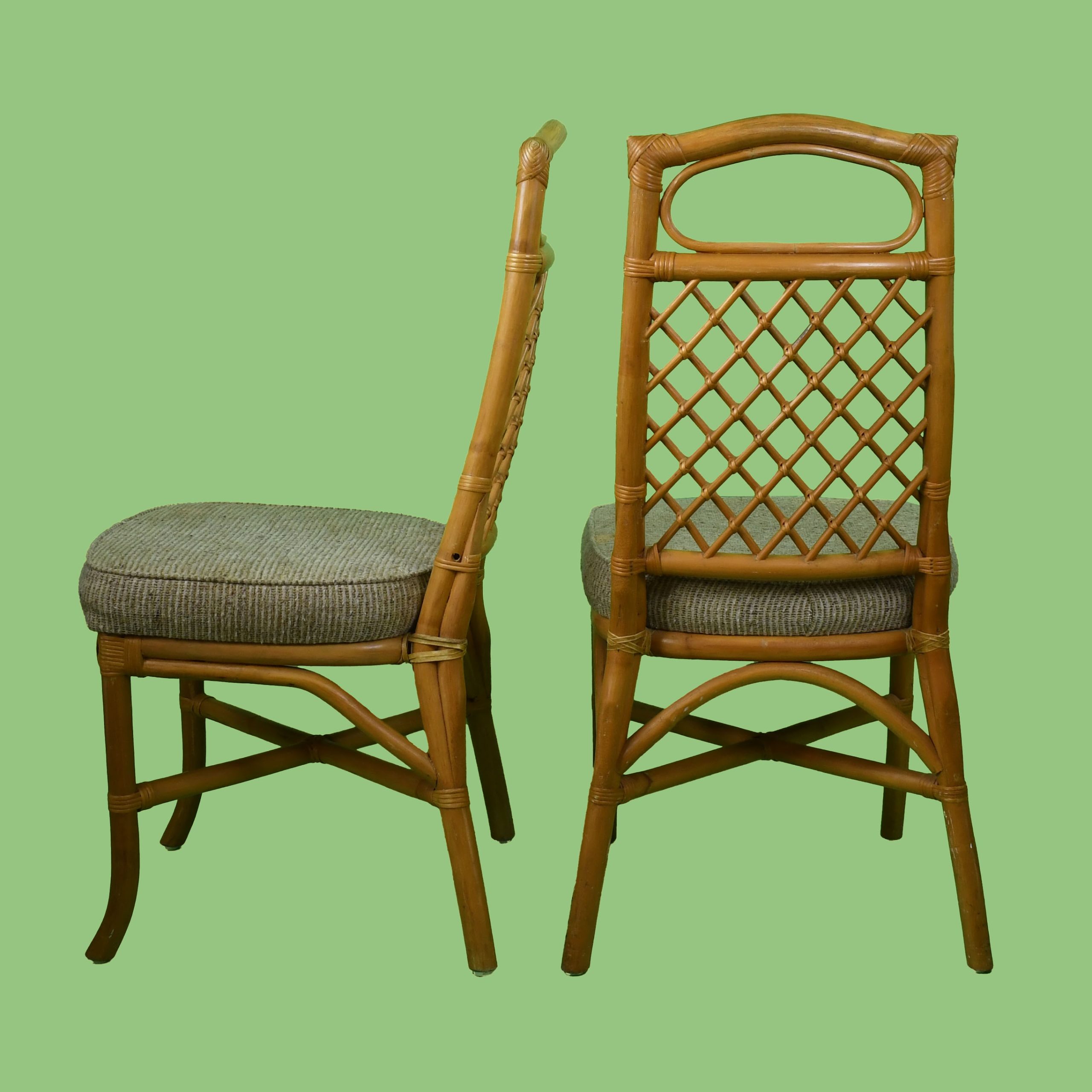 Set of 6 Rattan and Bamboo Dining Chairs