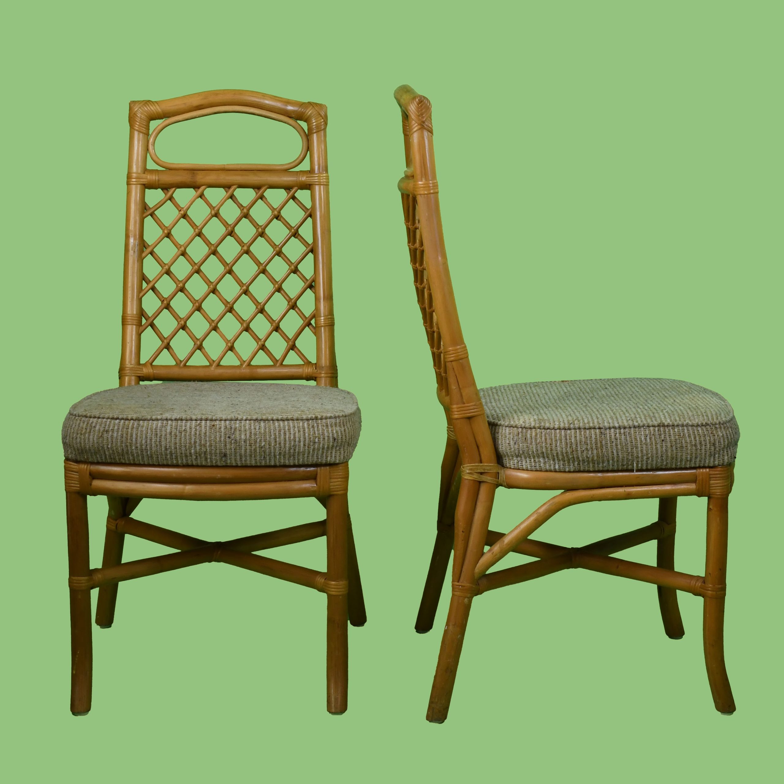 Set of 6 Rattan and Bamboo Dining Chairs