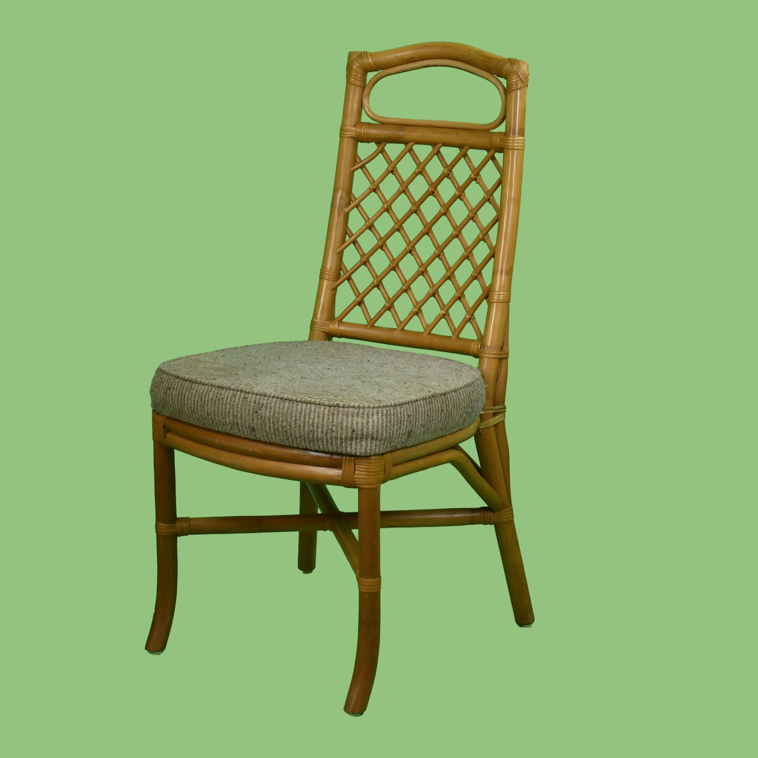 Set of 6 Rattan and Bamboo Dining Chairs