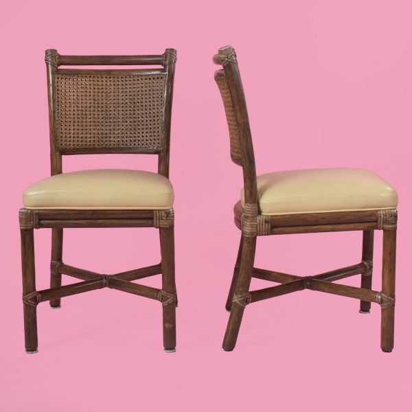 Set of 6 Rattan and Cane Dining Chairs By McGuire