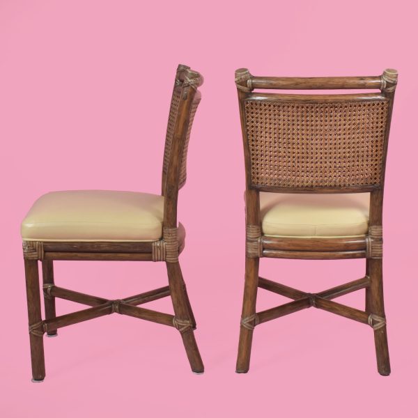 Set of 6 Rattan and Cane Dining Chairs By McGuire