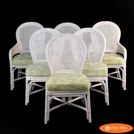 Set of 6 Twisted Rattan and Cane Dining Chairs