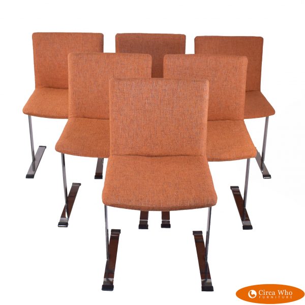 Set of 6 Upholstered Saporiti Dining Chairs