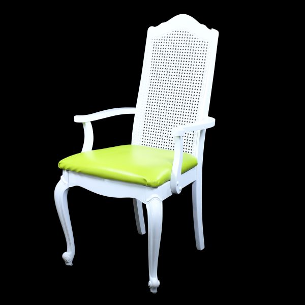 Set of 6 White Cane Ornamental Dining Chairs