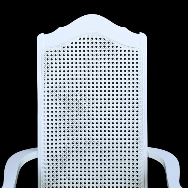 Set of 6 White Cane Ornamental Dining Chairs