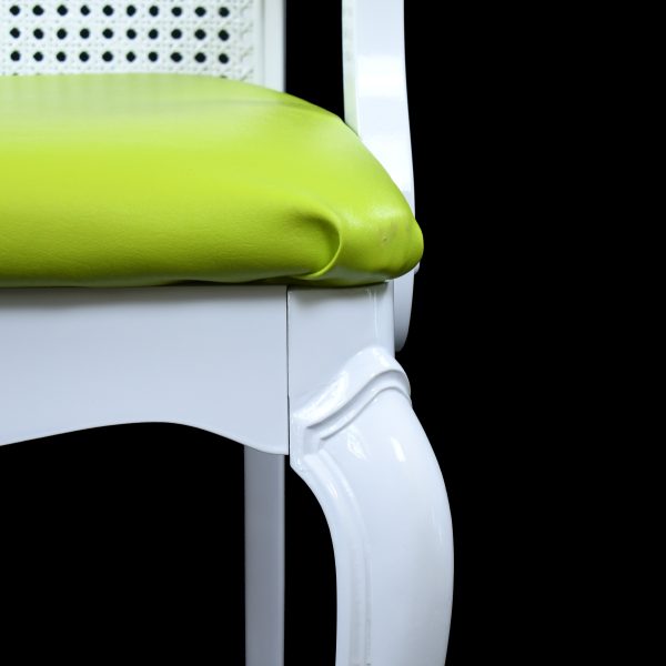 Set of 6 White Cane Ornamental Dining Chairs