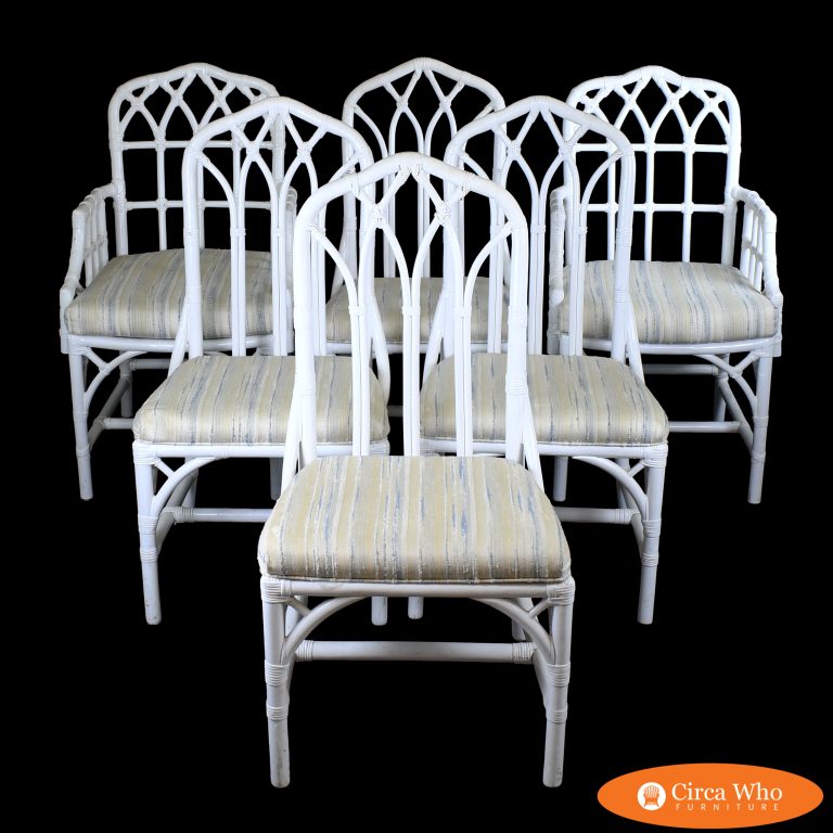 Set of 6 White Cathedral Chairs by Henry Link