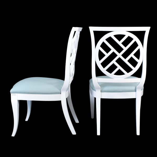 Set of 6 White Fretwork Chairs