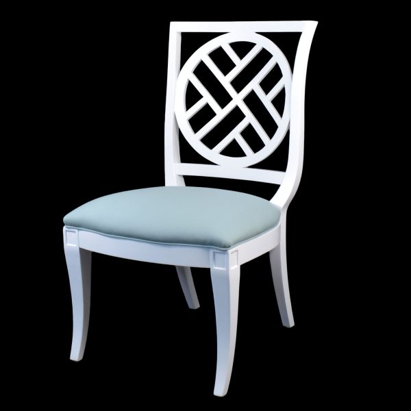 Set of 6 White Fretwork Chairs