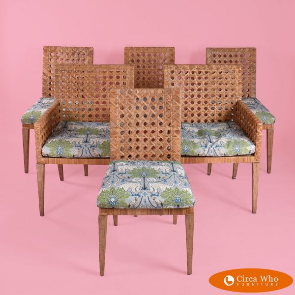 Set of 6 Woven Rattan Chairs
