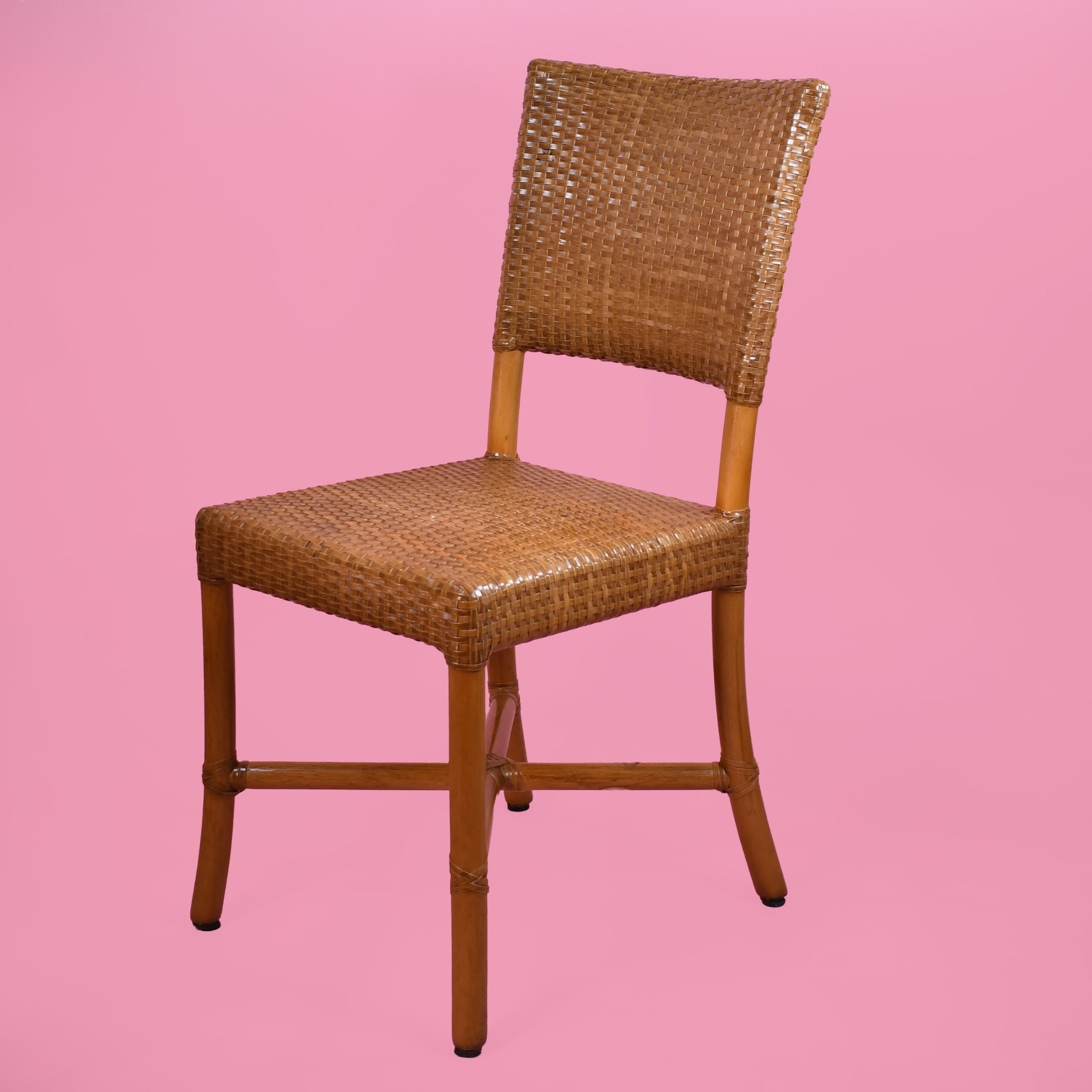 Set of 7 Rawhide Leather and Rattan Dining Chairs by Gasparucci - Image 2