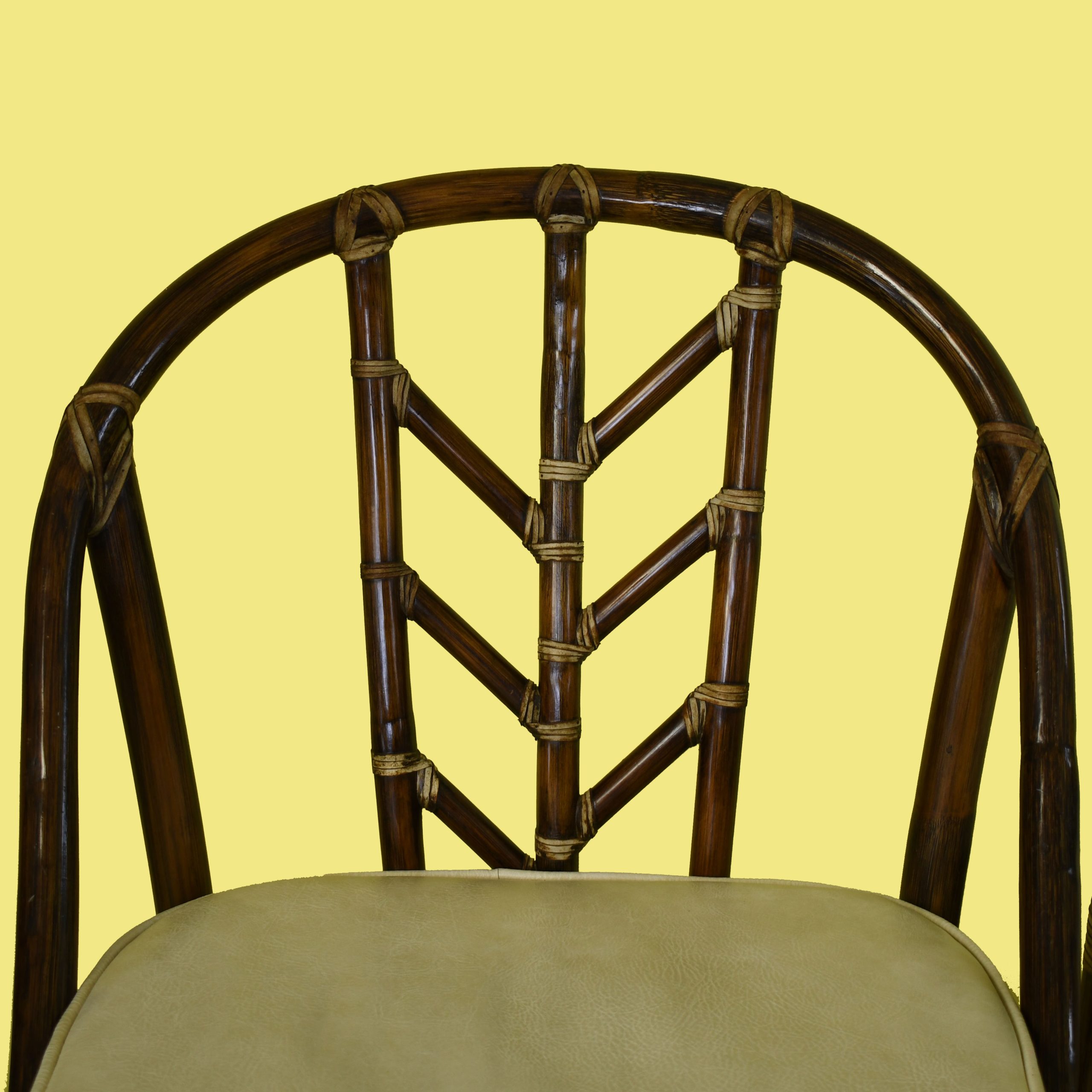 Set of 8 Chevron Rattan Dining Chairs by McGuire