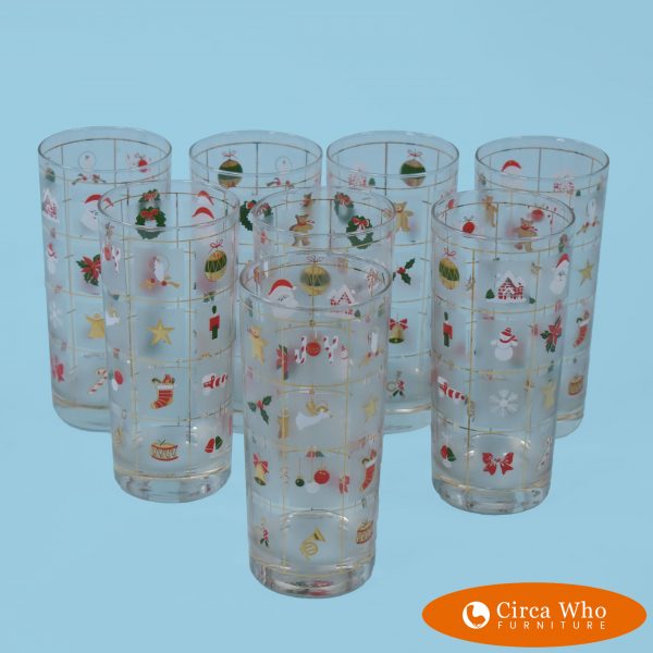 Set of 8 Culver Highball Christmas glasses